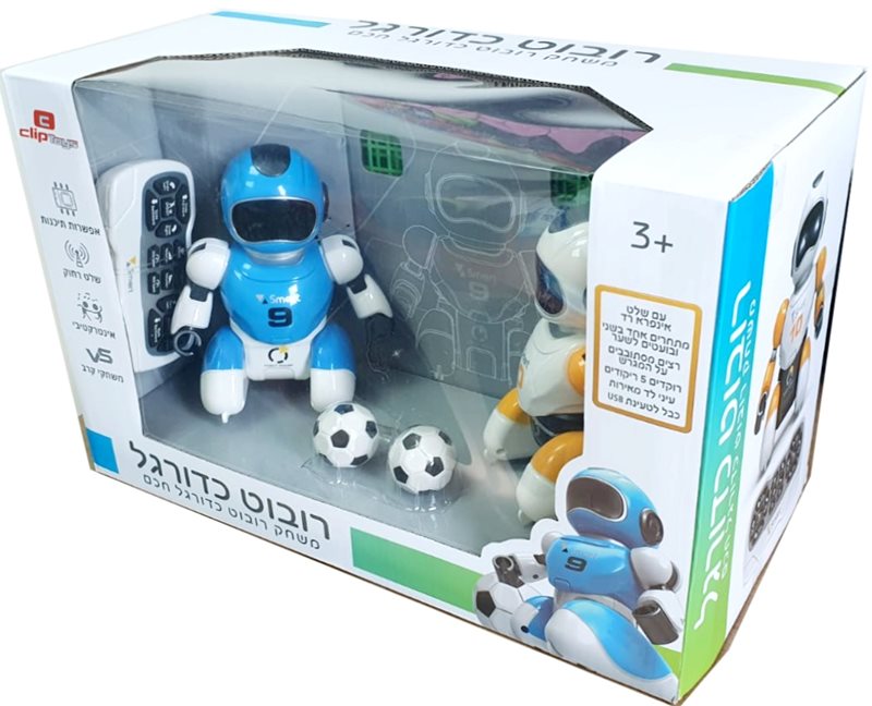 זוג רובוטים של כדורגל עם ...